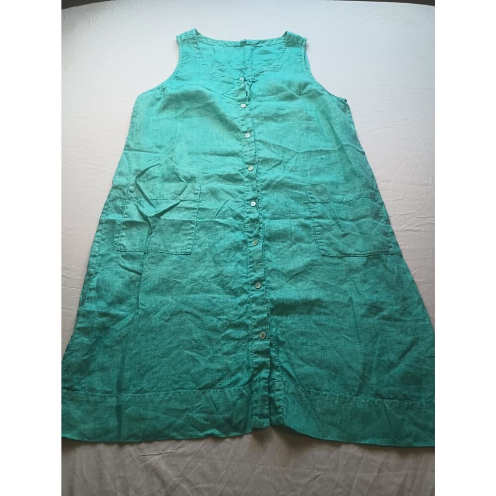 Eileen Fisher Garment Dyed 100% Organic Linen Dress Medium